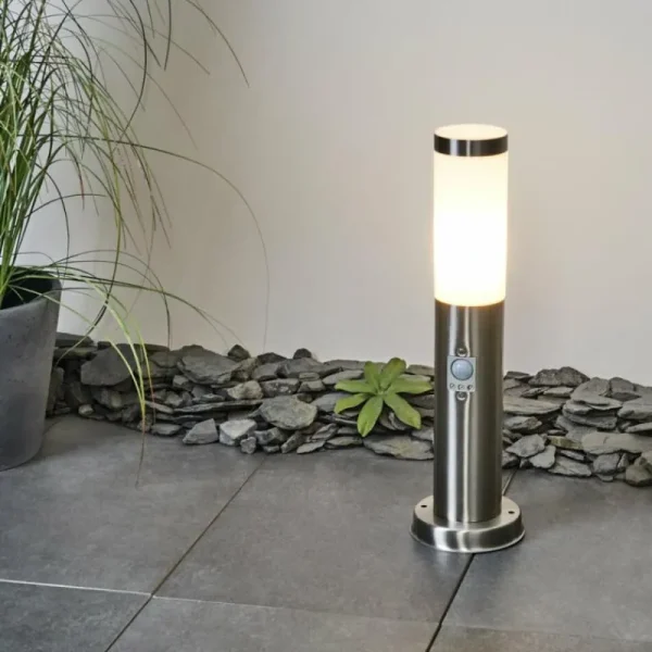 hofstein Borne lumineuse Sessa Nickel mat, 1 lumière, Détecteur de mouvement* Lampes Modernes