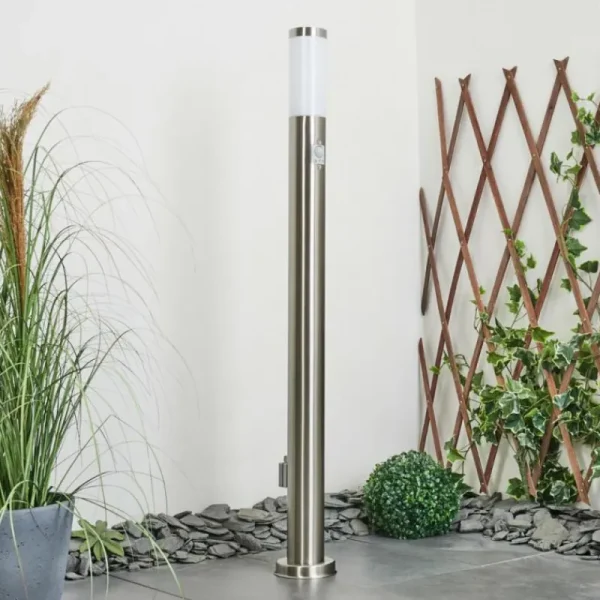 hofstein Borne lumineuse Sessa Nickel mat, 1 lumière, Détecteur de mouvement* Lampes Modernes
