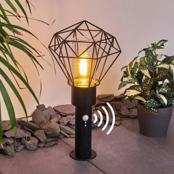hofstein Borne lumineuse Solda Noir, 1 lumière, Détecteur de mouvement* Lampes Modernes