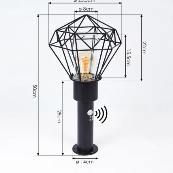 hofstein Borne lumineuse Solda Noir, 1 lumière, Détecteur de mouvement* Lampes Modernes