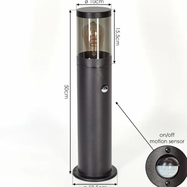 hofstein Borne lumineuse Tolsona Noir, 1 lumière, Détecteur de mouvement* Lampes Modernes