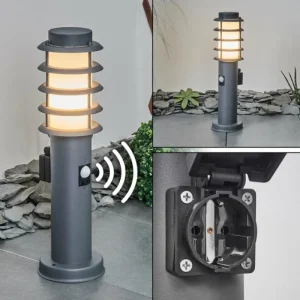 hofstein Borne lumineuse Tunes Anthracite, 1 lumière, Détecteur de mouvement* Lampes Modernes