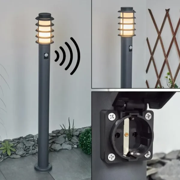 hofstein Borne lumineuse Tunes Anthracite, 1 lumière, Détecteur de mouvement* Lampes Modernes
