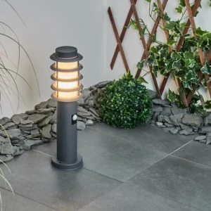 hofstein Borne lumineuse Tunes Anthracite, 1 lumière, Détecteur de mouvement* Lampes Modernes