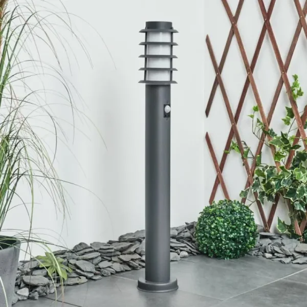 hofstein Borne lumineuse Tunes Anthracite, 1 lumière, Détecteur de mouvement* Lampes Modernes