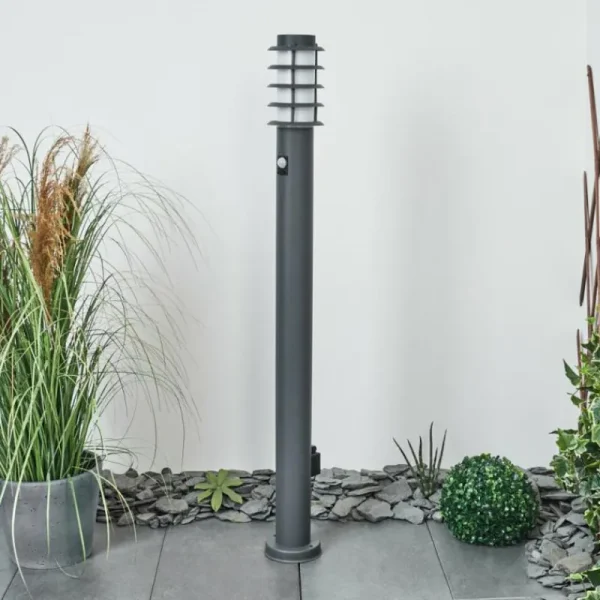 hofstein Borne lumineuse Tunes Anthracite, 1 lumière, Détecteur de mouvement* Lampes Modernes