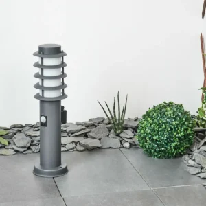 hofstein Borne lumineuse Tunes Anthracite, 1 lumière, Détecteur de mouvement* Lampes Modernes