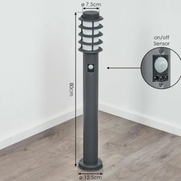 hofstein Borne lumineuse Tunes Anthracite, 1 lumière, Détecteur de mouvement* Lampes Modernes