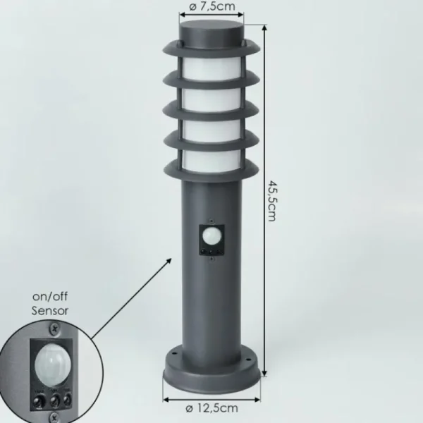 hofstein Borne lumineuse Tunes Anthracite, 1 lumière, Détecteur de mouvement* Lampes Modernes