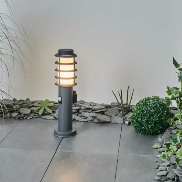 hofstein Borne lumineuse Tunes Anthracite, 1 lumière, Détecteur de mouvement* Lampes Modernes