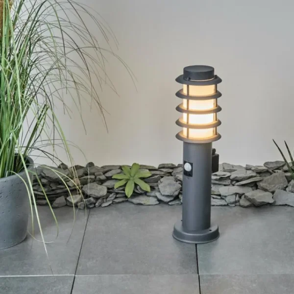 hofstein Borne lumineuse Tunes Anthracite, 1 lumière, Détecteur de mouvement* Lampes Modernes