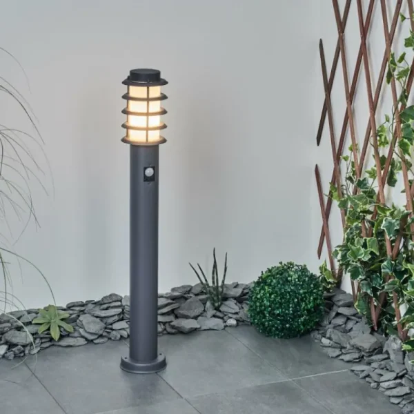 hofstein Borne lumineuse Tunes Anthracite, 1 lumière, Détecteur de mouvement* Lampes Modernes