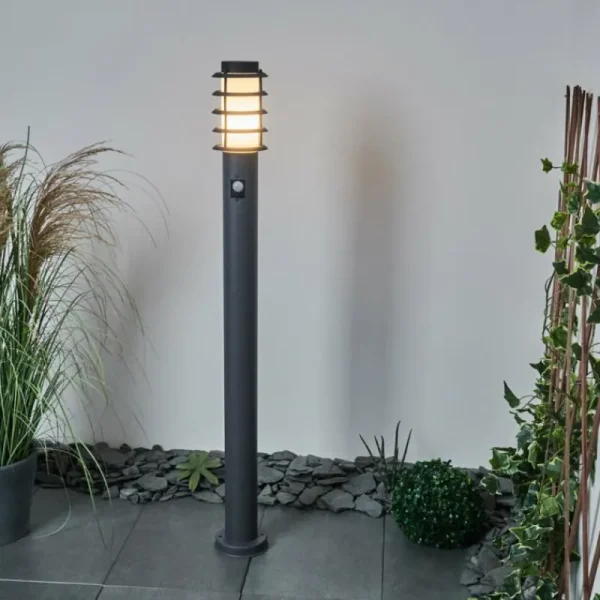 hofstein Borne lumineuse Tunes Anthracite, 1 lumière, Détecteur de mouvement* Lampes Modernes