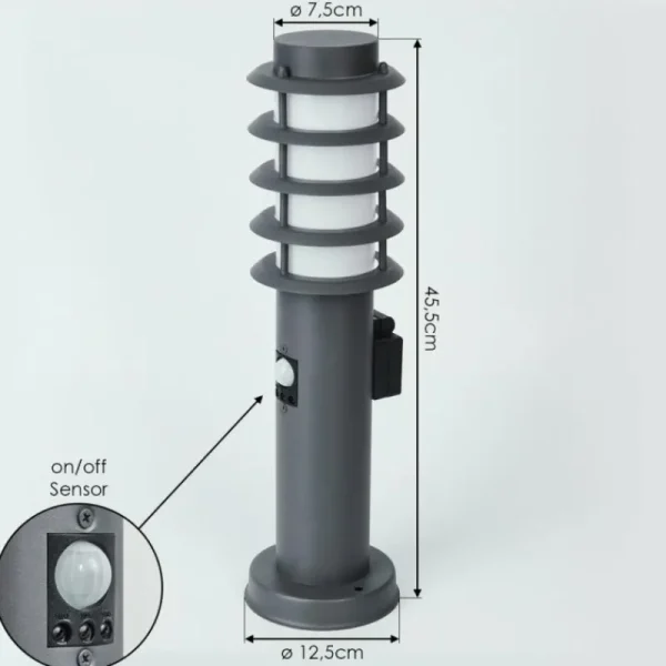 hofstein Borne lumineuse Tunes Anthracite, 1 lumière, Détecteur de mouvement* Lampes Modernes
