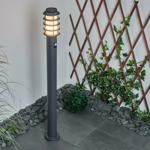 hofstein Borne lumineuse Tunes Anthracite, 1 lumière, Détecteur de mouvement* Lampes Modernes