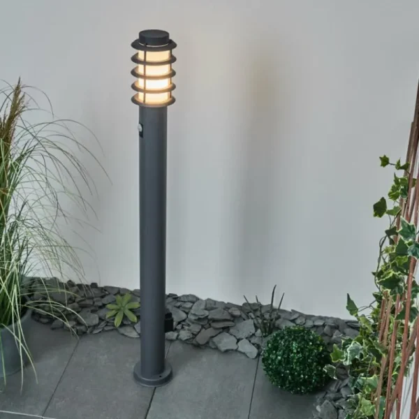 hofstein Borne lumineuse Tunes Anthracite, 1 lumière, Détecteur de mouvement* Lampes Modernes