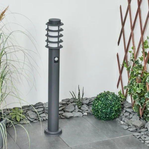 hofstein Borne lumineuse Tunes Anthracite, 1 lumière, Détecteur de mouvement* Lampes Modernes