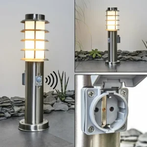 hofstein Borne lumineuse Tunes Nickel mat, 1 lumière, Détecteur de mouvement* Lampes Modernes