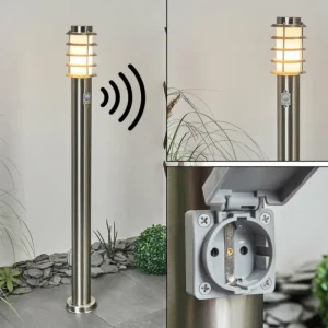hofstein Borne lumineuse Tunes Nickel mat, 1 lumière, Détecteur de mouvement* Lampes Modernes