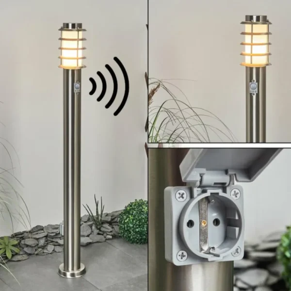 hofstein Borne lumineuse Tunes Nickel mat, 1 lumière, Détecteur de mouvement* Lampes Modernes
