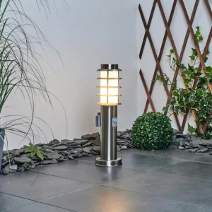 hofstein Borne lumineuse Tunes Nickel mat, 1 lumière, Détecteur de mouvement* Lampes Modernes