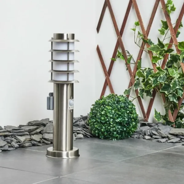 hofstein Borne lumineuse Tunes Nickel mat, 1 lumière, Détecteur de mouvement* Lampes Modernes