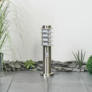 hofstein Borne lumineuse Tunes Nickel mat, 1 lumière, Détecteur de mouvement* Lampes Modernes