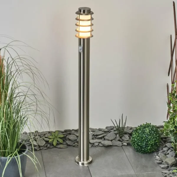 hofstein Borne lumineuse Tunes Nickel mat, 1 lumière, Détecteur de mouvement* Lampes Modernes