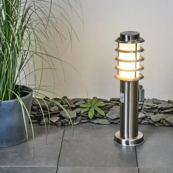 hofstein Borne lumineuse Tunes Nickel mat, 1 lumière, Détecteur de mouvement* Lampes Modernes