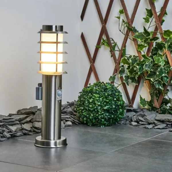hofstein Borne lumineuse Tunes Nickel mat, 1 lumière, Détecteur de mouvement* Lampes Modernes
