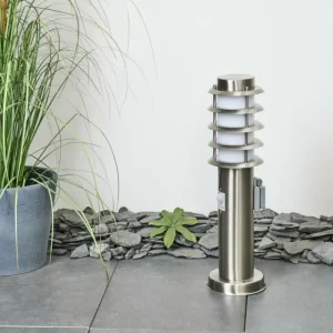 hofstein Borne lumineuse Tunes Nickel mat, 1 lumière, Détecteur de mouvement* Lampes Modernes
