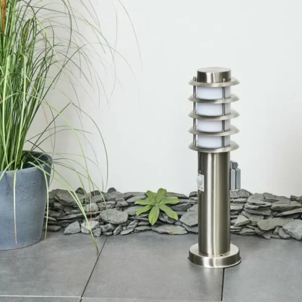 hofstein Borne lumineuse Tunes Nickel mat, 1 lumière, Détecteur de mouvement* Lampes Modernes