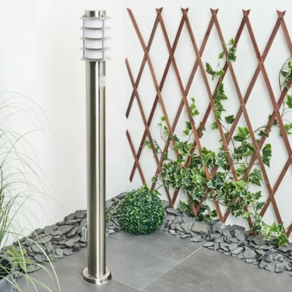 hofstein Borne lumineuse Tunes Nickel mat, 1 lumière, Détecteur de mouvement* Lampes Modernes