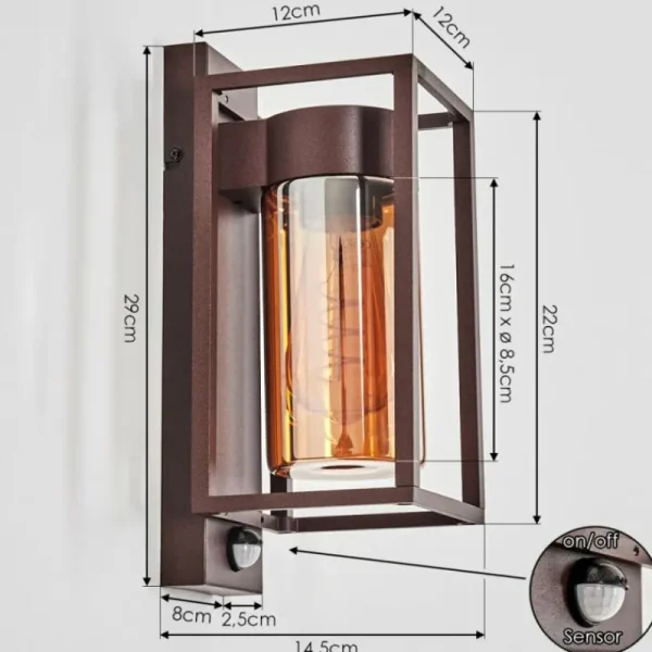 hofstein Boucinho Lampe murale d´extérieur Rouille, 1 lumière, Détecteur de mouvement* Lampes Modernes