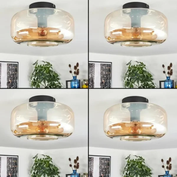 hofstein Boza Plafonnier Ambre, 1 lumière* Lampes En Verre