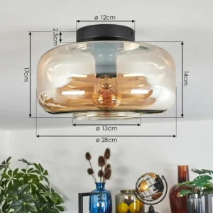hofstein Boza Plafonnier Ambre, 1 lumière* Lampes En Verre