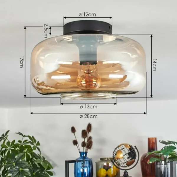 hofstein Boza Plafonnier Ambre, 1 lumière* Lampes En Verre