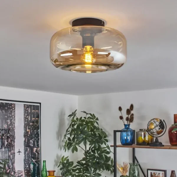 hofstein Boza Plafonnier Ambre, 1 lumière* Lampes En Verre