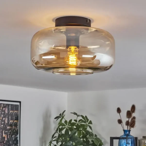 hofstein Boza Plafonnier Ambre, 1 lumière* Lampes En Verre