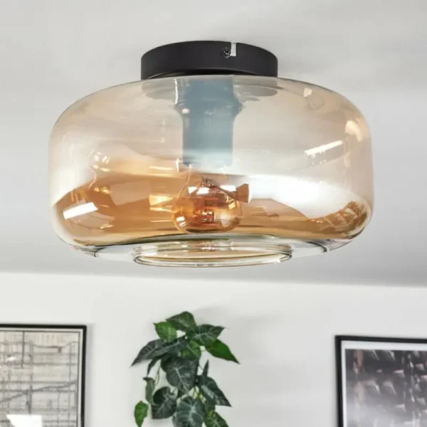 hofstein Boza Plafonnier Ambre, 1 lumière* Lampes En Verre