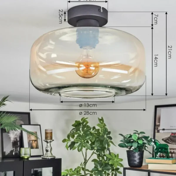 hofstein Boza Plafonnier Ambre, Clair, 1 lumière* Lampes En Verre