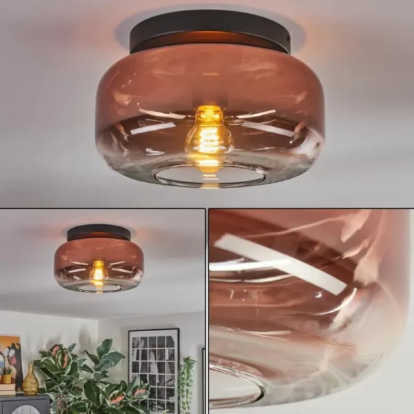 hofstein Boza Plafonnier, Boule lumineuse Clair, Cuivré, 1 lumière* Lampes En Verre