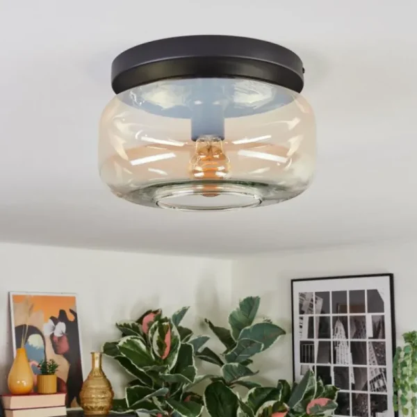 hofstein Boza Plafonnier, Boule lumineuse Ambre, Clair, 1 lumière* Lampes En Verre