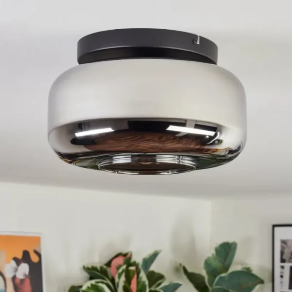 hofstein Boza Plafonnier, Boule lumineuse Chrome, Fumé, 1 lumière* Lampes Modernes