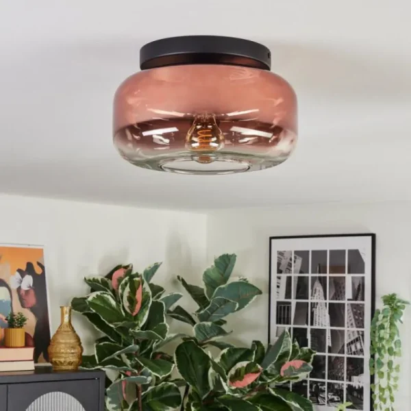 hofstein Boza Plafonnier, Boule lumineuse Clair, Cuivré, 1 lumière* Lampes En Verre