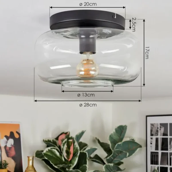 hofstein Boza Plafonnier, Boule lumineuse Clair, 1 lumière* Lampes En Verre