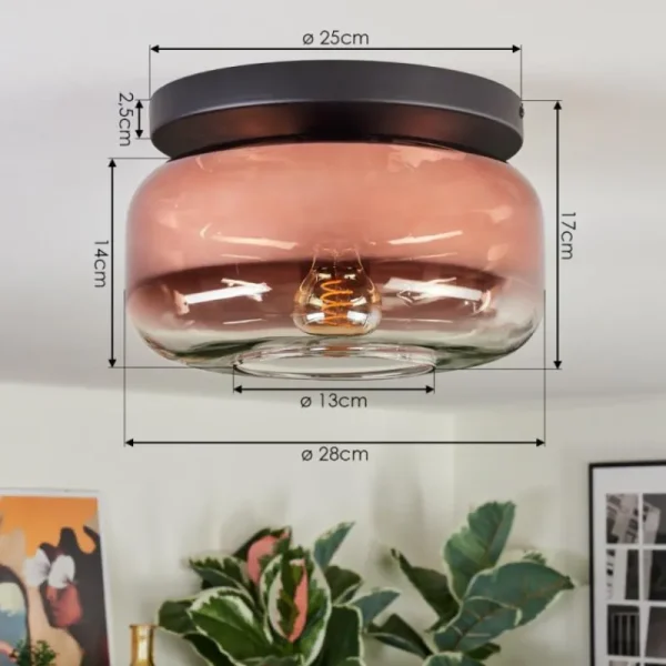 hofstein Boza Plafonnier, Boule lumineuse Clair, Cuivré, 1 lumière* Lampes En Verre