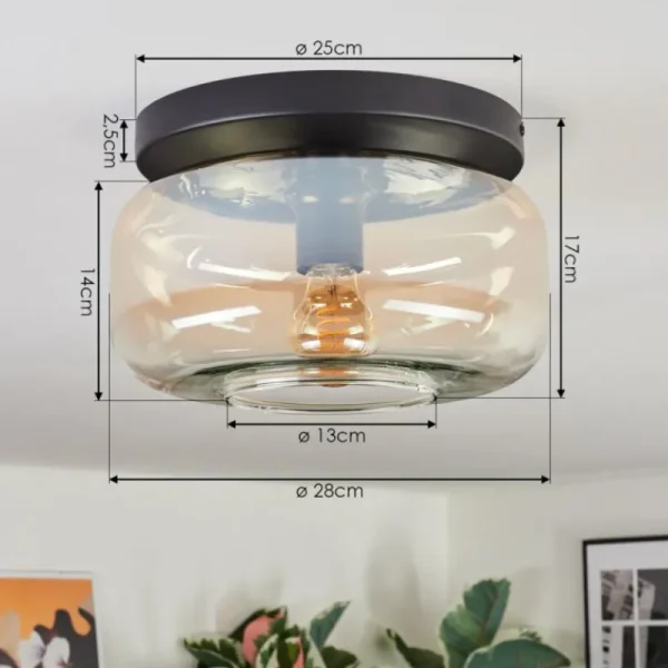 hofstein Boza Plafonnier, Boule lumineuse Ambre, Clair, 1 lumière* Lampes En Verre