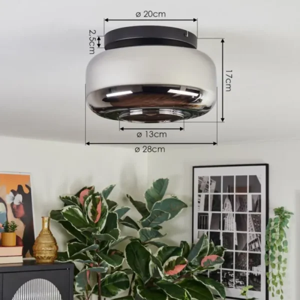 hofstein Boza Plafonnier, Boule lumineuse Chrome, Fumé, 1 lumière* Lampes Modernes
