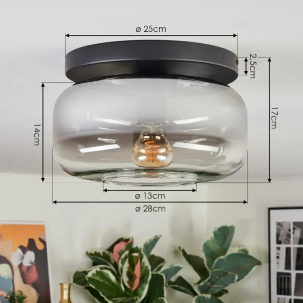 hofstein Boza Plafonnier, Boule lumineuse Clair, Fumé, 1 lumière* Lampes Modernes